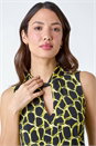 Yellow Spot Print Twist Neck Top, Image 4 of 5