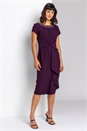 Plum Embellished Twist Waist Stretch Ruched Dress, Image 3 of 4