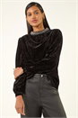 Black Beaded Neck Velvet Top, Image 4 of 5
