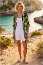 Green Floral Longline Button Up Blouse, Image 2 of 4