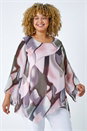 Light Pink Curve Abstract Chiffon Overlay Top, Image 3 of 5