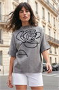 Grey Rose High Neck Knit Jumper, Image 1 of 4