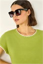 Olive Stitch Detail Ribbed Top, Image 1 of 5
