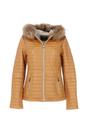 Tan 'Venezia' Fur Trim Hooded Real Leather Jacket, Image 1 of 4