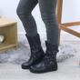 Navy Blue Low Wedge Heel Comfort Calf Biker Boots, Image 5 of 6