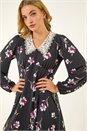 Black Dusk Lace Collar Floral Print Dress, Image 4 of 5