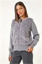Grey Faux Fur Funnel Neck Zip Jacket, Image 7 of 7