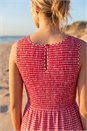 Red Dusk Gingham Tiered Midi Dress, Image 4 of 4