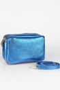 Blue Sarta Blue Double Zip Metallic Leather Crossbody Bag, Image 1 of 3
