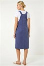 Indigo Corduroy Pinafore Midi Dress, Image 4 of 6