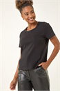 Black Beaded Neck T-Shirt, Image 4 of 5