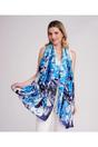 Royal Blue Pia Rossini Royal Blue Iris - Abstract Floral Satin Scarf, Image 2 of 2