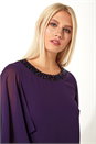 Purple Embellished Trim Chiffon Dress, Image 4 of 5