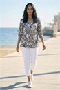 Ivory  Geometric Print Pleat Front Top, Image 2 of 3