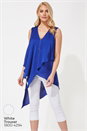 Royal Blue Sleeveless Asymmetric Necklace Top , Image 5 of 8