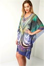 Emerald Tropical Print Diamante Kaftan, Image 1 of 4