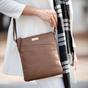 Tan 'LINBY' Pebble Grain Leather Crossbody Sling Bag, Image 2 of 3