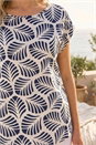 Navy  Leaf Print Shell Tunic Top, Image 4 of 4
