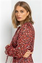 Red Leopard Print Shimmer Chiffon Tiered Dress, Image 4 of 4