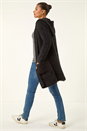 Black Fluffy Hooded Cardigan, Image 3 of 5