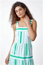 Mint Cotton Stripe Print Tiered Maxi Dress, Image 4 of 5
