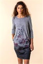 Grey Floral Border Print Slouch Dress, Image 1 of 4