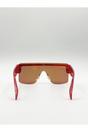 Red Oversized Flat Top Sunglasses Mirrored Lens, Image 5 of 6