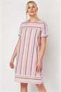 Multi Coloured Striped Linen Blend Tunic Dress, Image 1 of 5