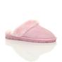 Pink Faux Fur Lined Slip On Memory Foam Mules Slippers, Image 1 of 5