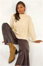 Chocolate Faux Leather Wide Leg Crop Trousers, Image 1 of 5