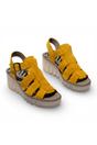 Yellow Womens Leather Wedge Sandals BAIC621FLY, Image 2 of 5