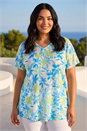 Blue Curve V-Neck Floral Top, Image 1 of 4
