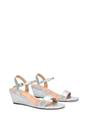 Silver XY LONDON Silver 'Alissa' Low Wedge Heel Sandals With Ankle Strap, Image 3 of 5
