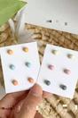 Peach Multicolour Matte Round Ball Studs, Image 1 of 3