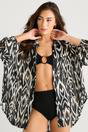 Black Mono Aztec Print Stripe Lurex Beach Shirt, Image 3 of 4