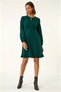 Teal Textured Spot Keyhole Dress, Image 2 of 5