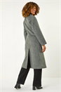 Grey Longline Brushed Double Breasted Coat, Image 3 of 7