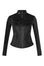 Black Slim-Fit Leather Biker Jacket-Tulsa, Image 2 of 5