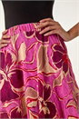 Fuchsia Floral Print Short A-Line Skirt, Image 4 of 5