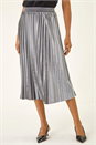 Silver Velvet Pleated Midi Skirt, Image 1 of 7