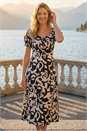 Ivory  Rose Print Ruched Midi Dress, Image 2 of 4