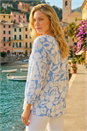 Blue Floral Print Tie Neck Tunic Top, Image 3 of 4
