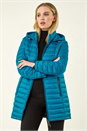 Teal Petite Quilted Longline Puffer Coat, Image 4 of 5