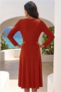 Copper Gathered Mock Wrap Midi Dress, Image 2 of 4