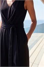 Black Pleated Wide Leg Stretch Jumpsuit, Image 4 of 4