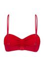 Red Ruched Strapless Padded Bandeau Bikini Top with Adjustable Straps, Image 3 of 5