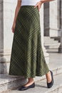 Green Print Check Midi Skirt, Image 1 of 4