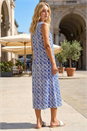 Royal Blue Geo Print Pocket Midi Dress, Image 3 of 4