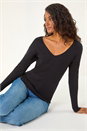 Black Dusk Drop Shoulder V-Neck Knit Jumper, Image 1 of 5