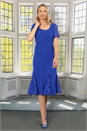 Royal Blue Julianna Lace Insert Godet Dress, Image 2 of 5